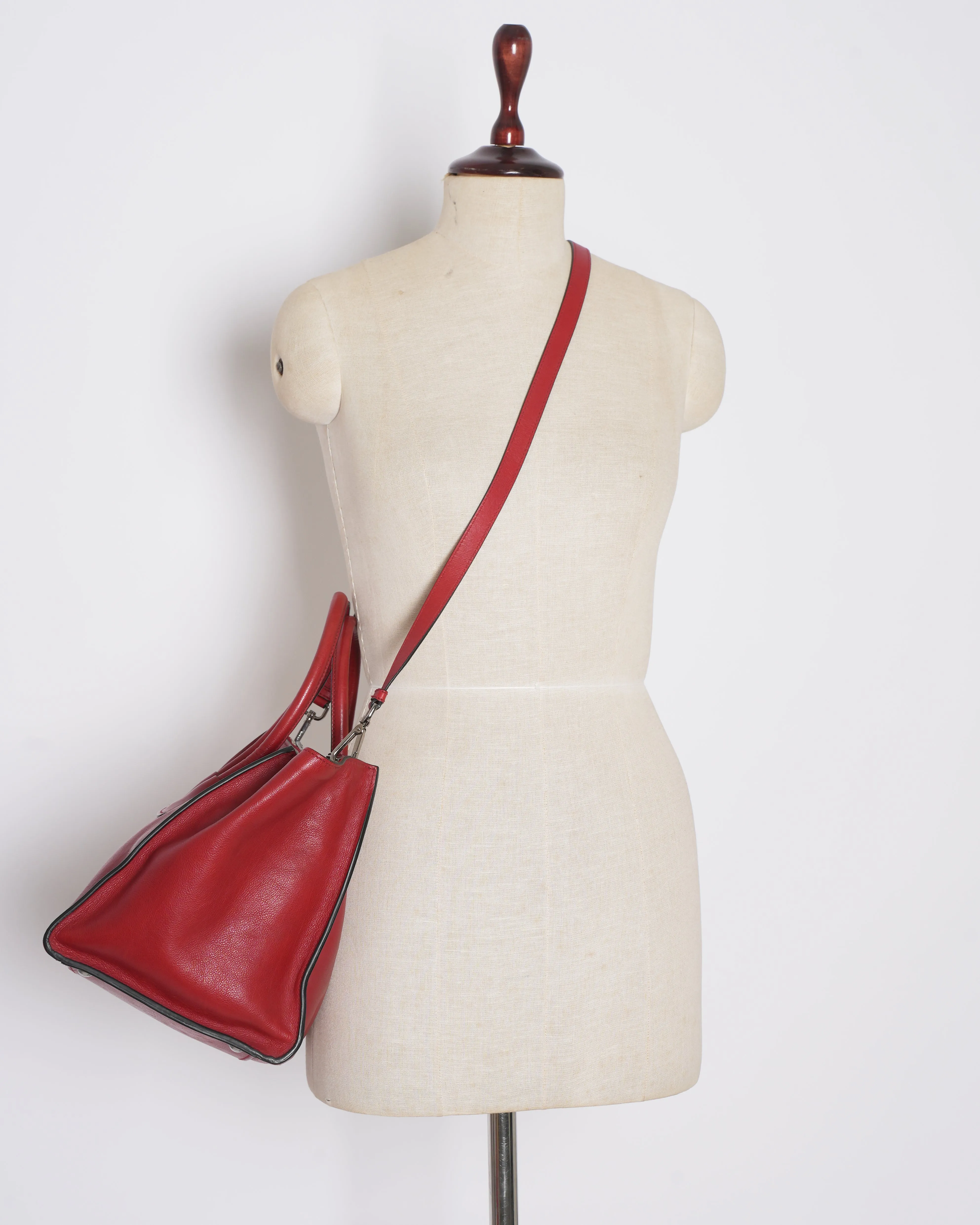 Prada Galleria Double Handle Top Handle Bag In Red