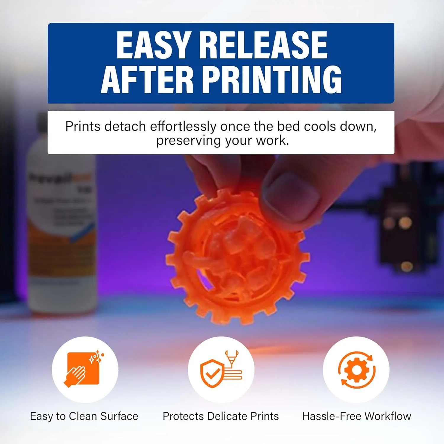 Prevailent T-80 3D Printer Bed Adhesive Glue – Strong Adhesion for PLA, ABS, TPU, PETG & More, Prevents Warping, Easy Release, Ideal for 3D Printers, Dual Extruders & Hot Beds, 4 fl oz. (118ml)