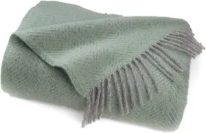 Prince of Scots Highland Tweeds Herringbone 100% Pure New Wool Throw (Basil)