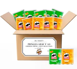 Pringles Potato Crisps Chips, Kids Lunch Snacks, Grab N' Go - Cheddar Cheese & Sour Cream Onion (12 Cans)