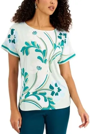 Printed Extended Shoulder Top