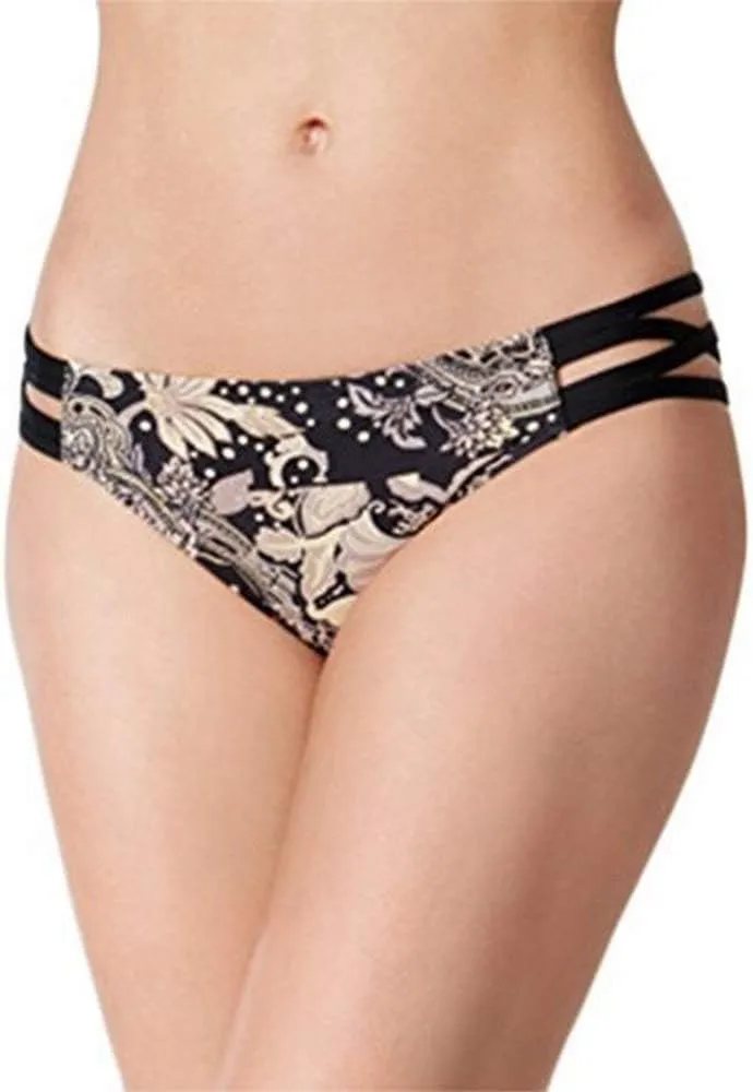 Printed Strappy Bikini Bottoms Black X-Small