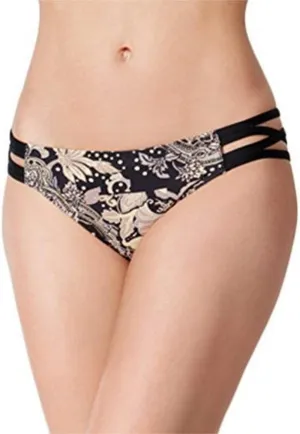 Printed Strappy Bikini Bottoms Black X-Small