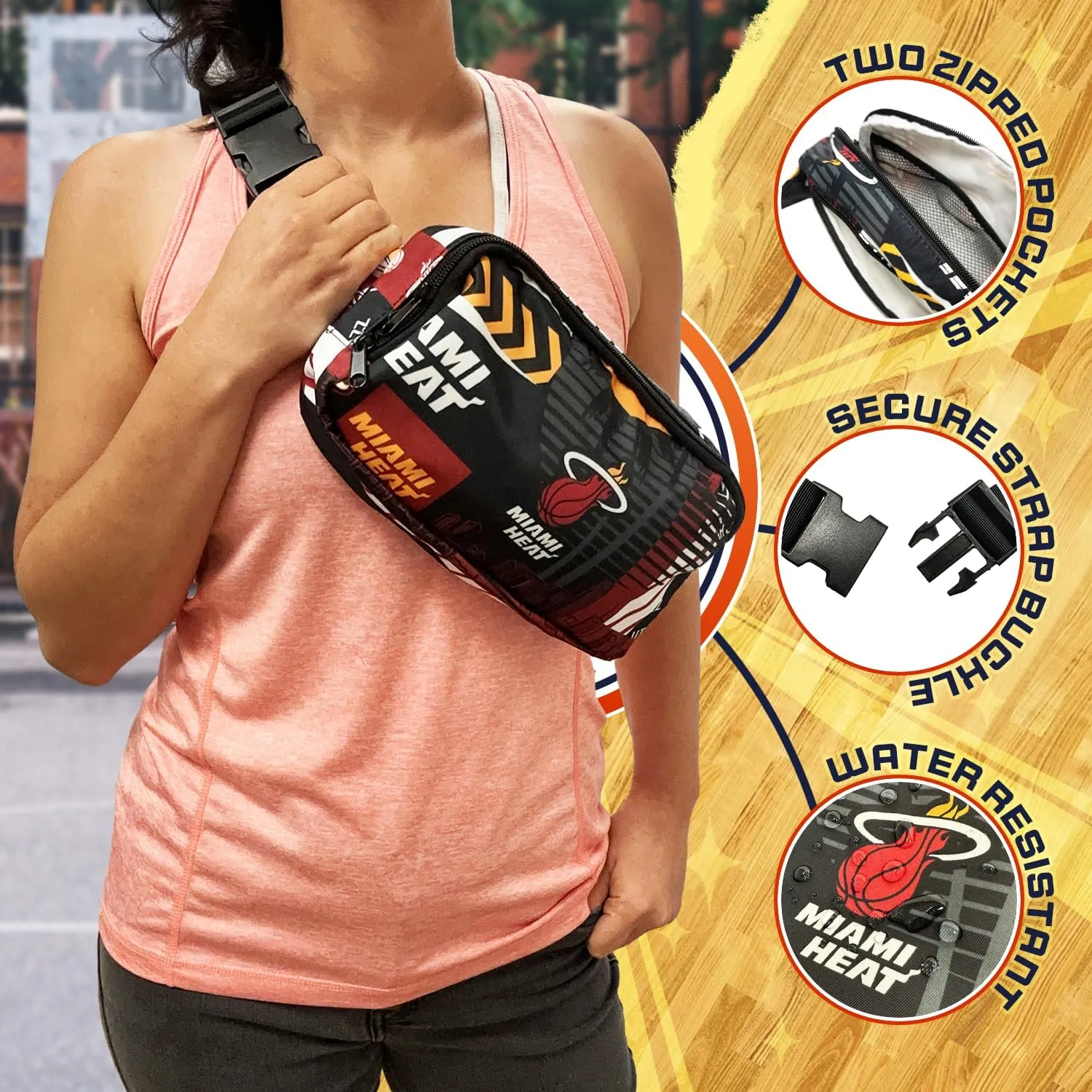 Pro Specialties Miami Heat Basketball Fanny Pack TM1872: Adult Bag (Street Series) Elevate Your Style with this Trendy Belt Bag - Ideal for Sports Enthusiasts. Perfect Waist Bag
