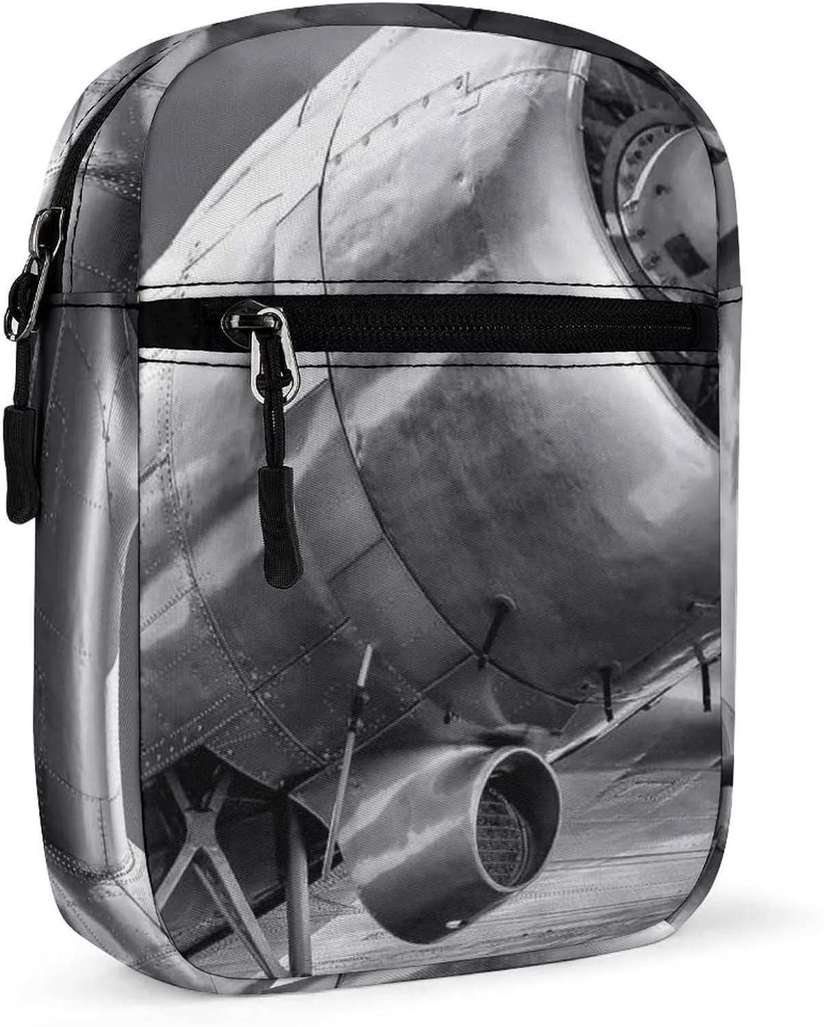 Propeller of Aircraft Black White Vintage Adjustable Fanny Waist Pack Pouch, Waterproof Crossbody Runners Bag Wallet for Gym Hiking Fitness Women Men 6.1 x 2.2 x 7.9 inch