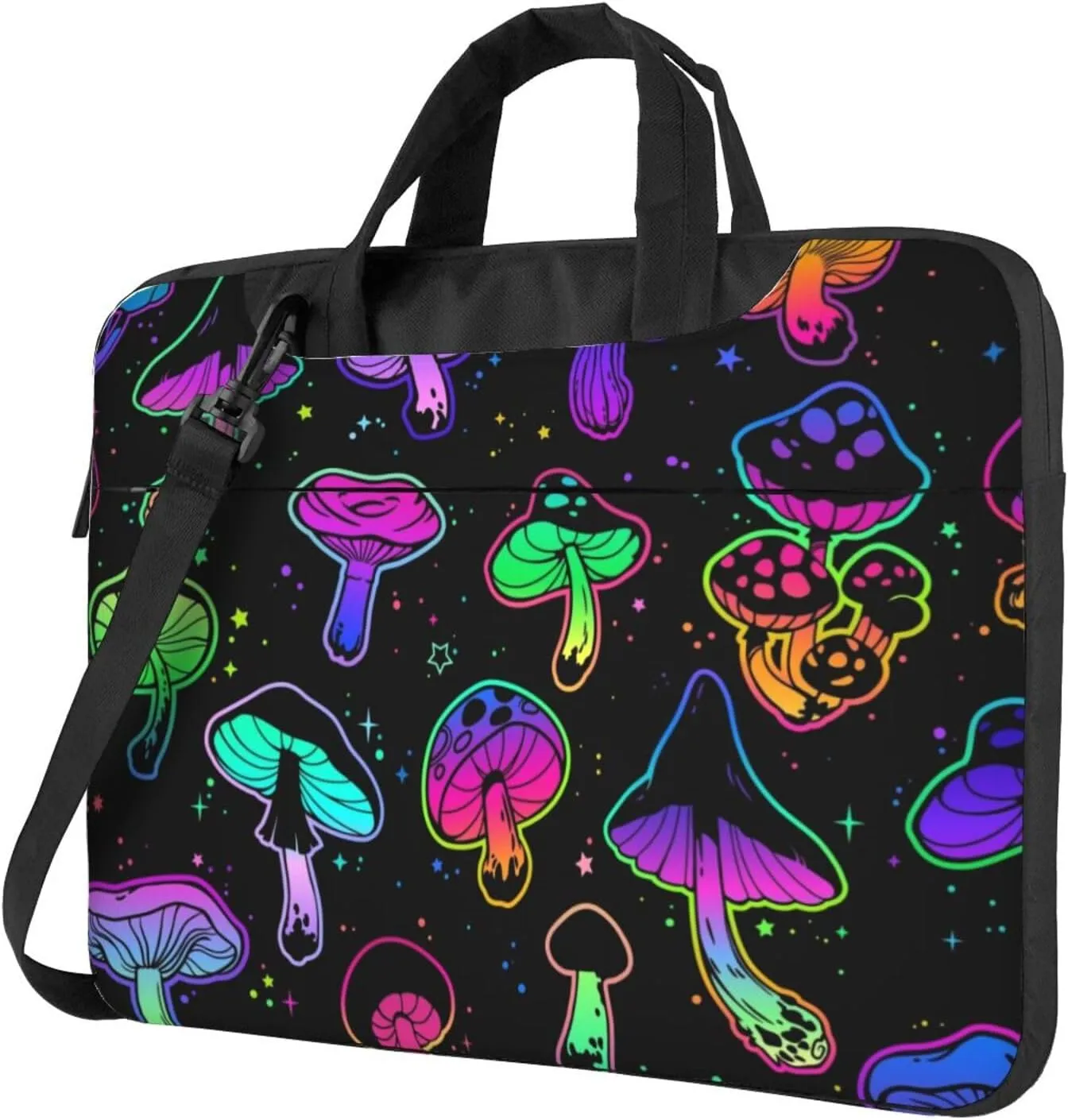 Psychedelic Mushrooms Laptop Bag Classic Slim Briefcase Messenger Bag, Spacious, Ergonomic