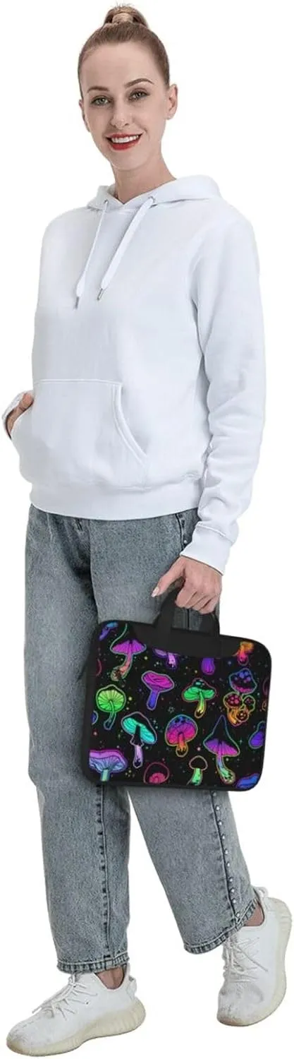 Psychedelic Mushrooms Laptop Bag Classic Slim Briefcase Messenger Bag, Spacious, Ergonomic