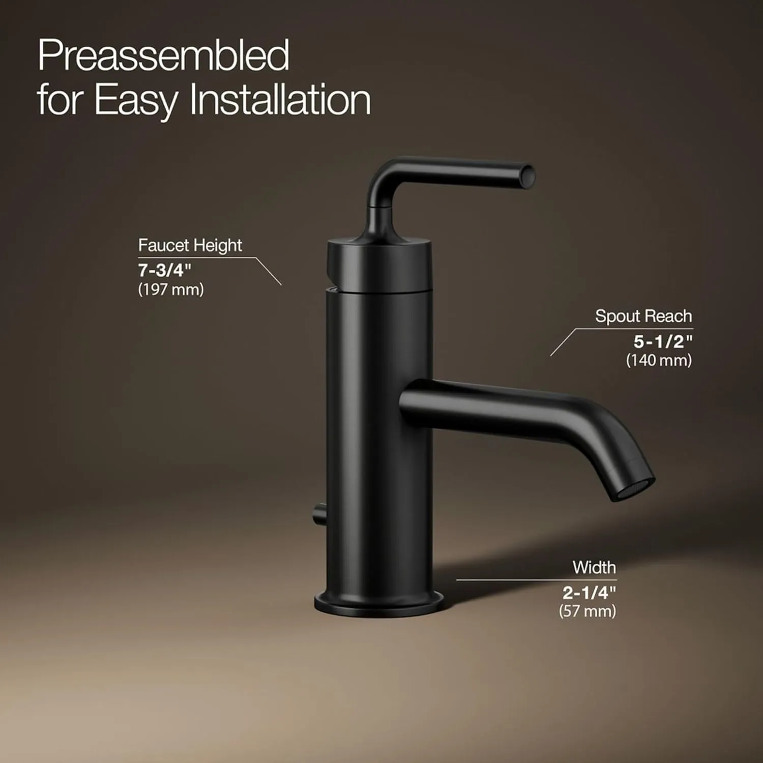 Purist Single-Handle Bathroom Sink Faucet with Straight Lever Handle, 1.2 gpm Matte Black