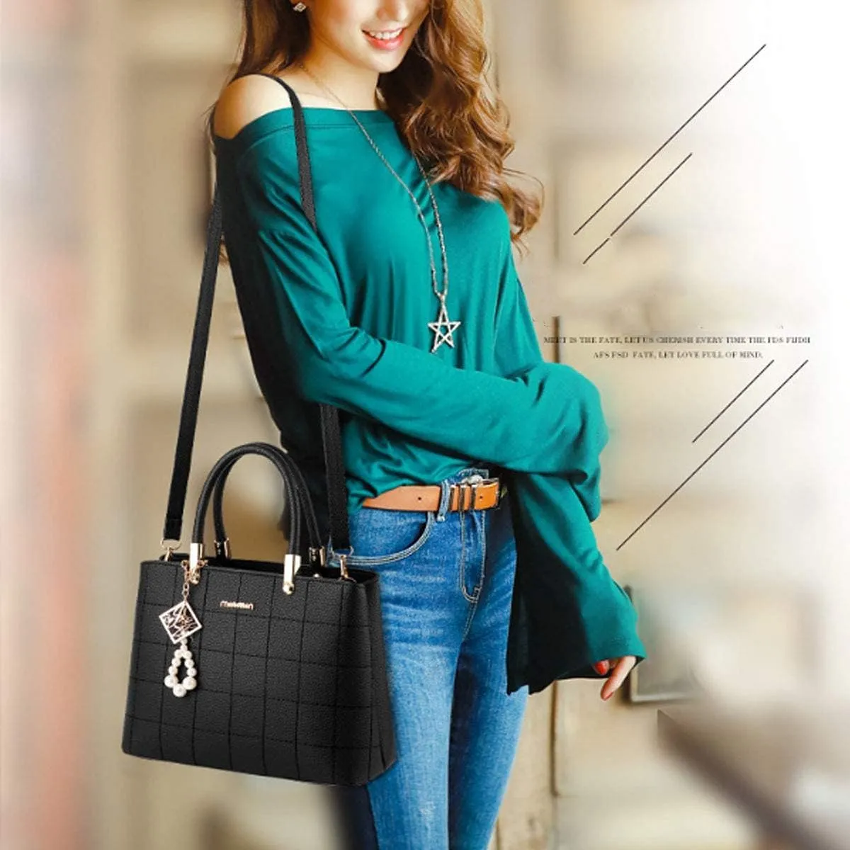 Purses and Handbags for Women PU Leather Top Handle Satchel Ladies Shoulder Tote Bags