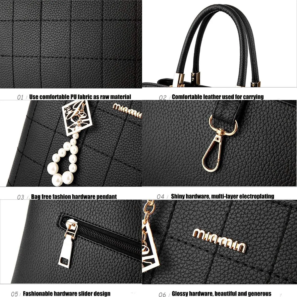Purses and Handbags for Women PU Leather Top Handle Satchel Ladies Shoulder Tote Bags