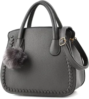 Purses and Handbags for Women PU Leather Top Handle Satchel Ladies Shoulder Tote Bags(Black)