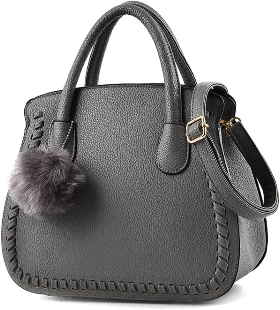 Purses and Handbags for Women PU Leather Top Handle Satchel Ladies Shoulder Tote Bags(Black)