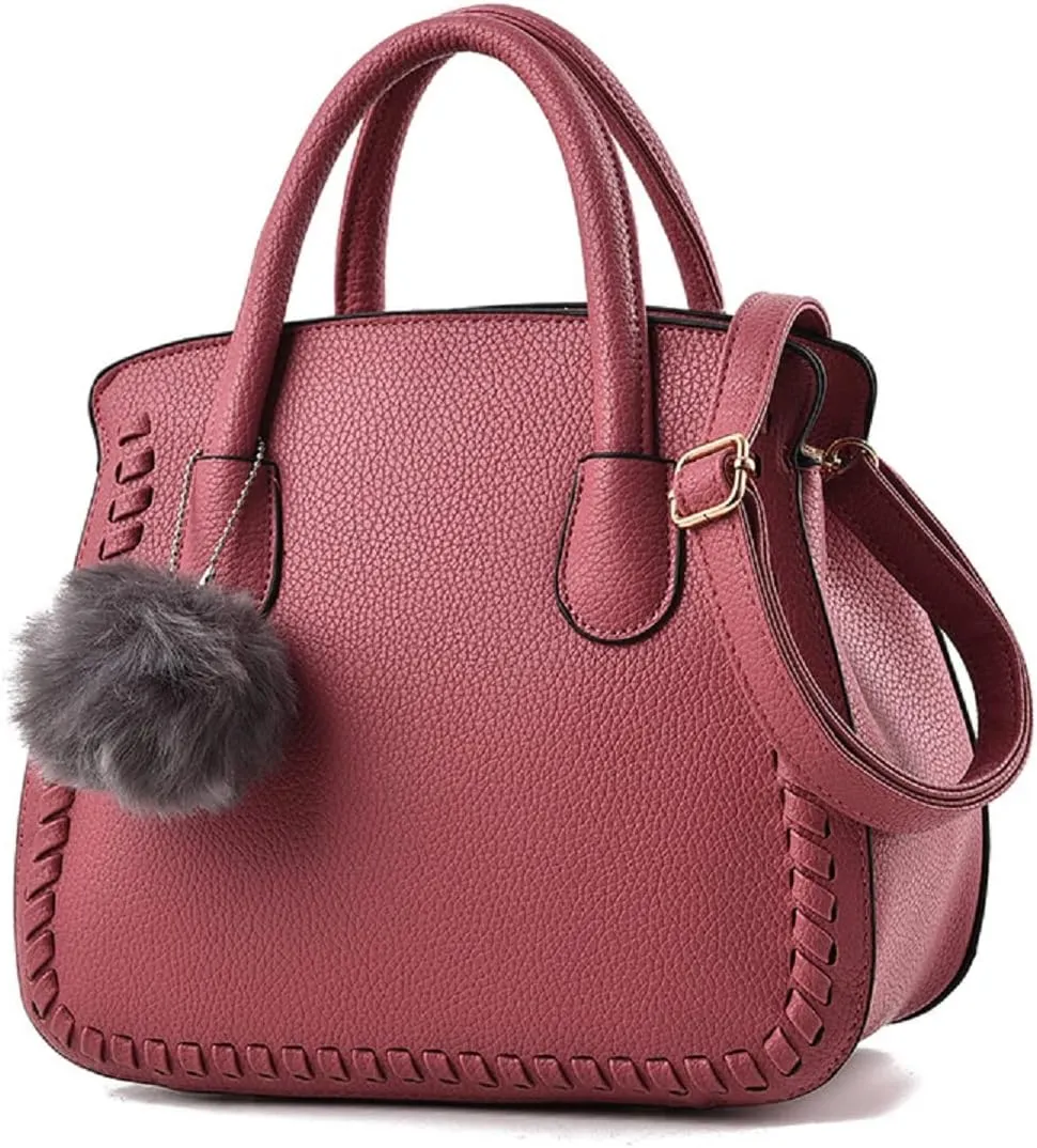 Purses and Handbags for Women PU Leather Top Handle Satchel Ladies Shoulder Tote Bags(Black)