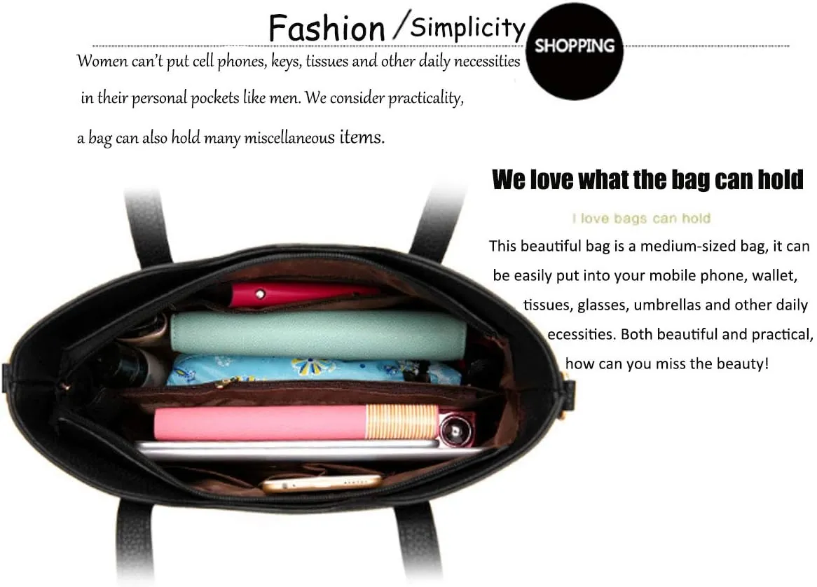 Purses and Handbags for Womens Satchel Shoulder Tote Bags Wallets Top-Handle Bags Crossbody Bags Black