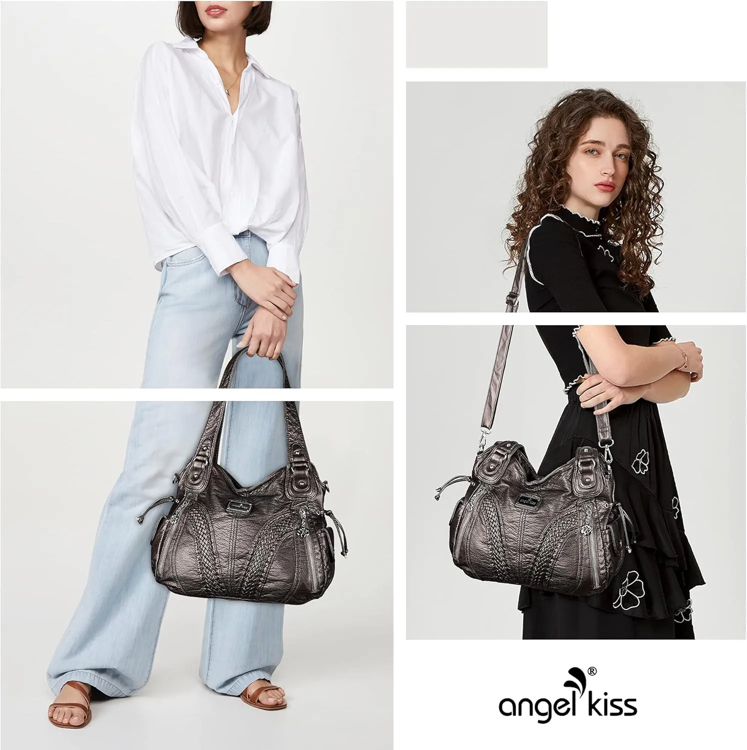 Purses and Handbags Women Fashion Tote Bag Shoulder Bags Top Handle Satchel Purses Washed Synthetic Leather Handbag