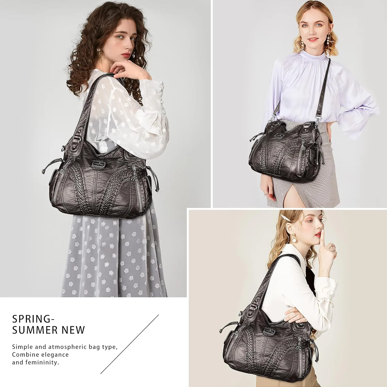 Purses and Handbags Women Fashion Tote Bag Shoulder Bags Top Handle Satchel Purses Washed Synthetic Leather Handbag