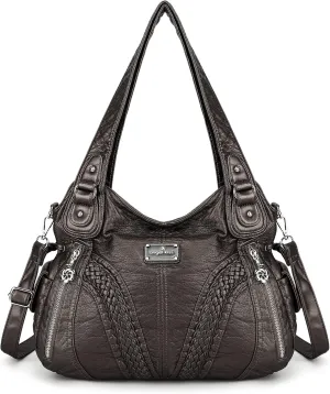 Purses and Handbags Women Fashion Tote Bag Shoulder Bags Top Handle Satchel Purses Washed Synthetic Leather Handbag