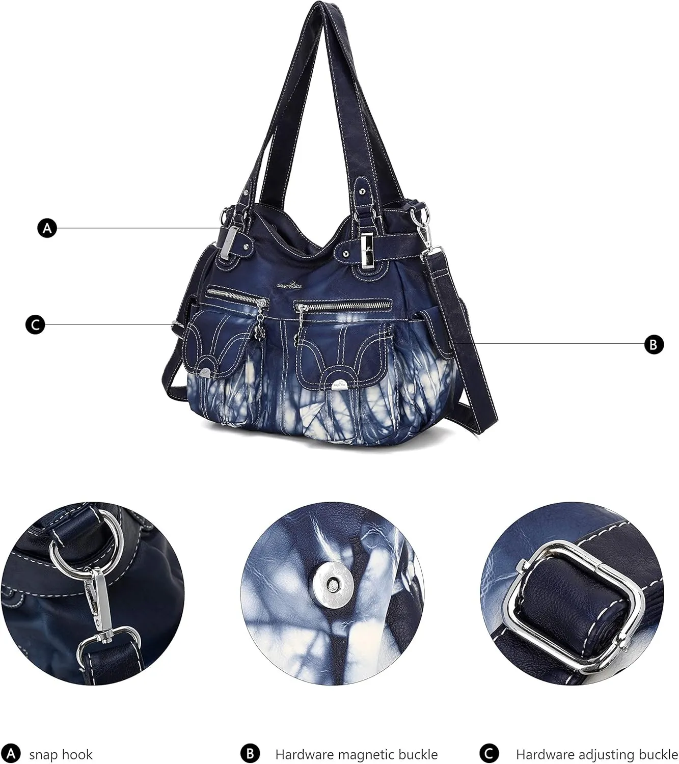 Purses and Handbags Women Tote Shoulder Top Handle Satchel Hobo Bags Fashion Washed Leather Purse