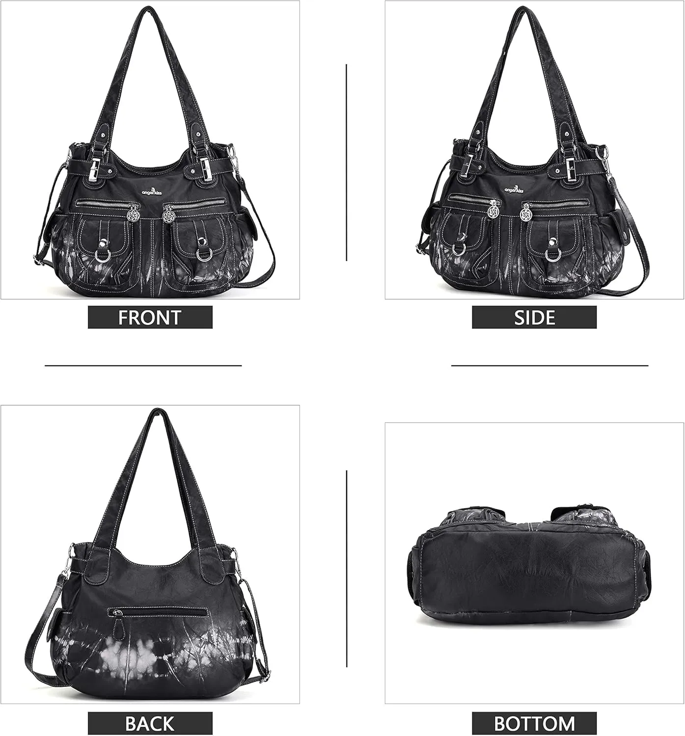 Purses and Handbags Women Tote Shoulder Top Handle Satchel Hobo Bags Fashion Washed Leather Purse