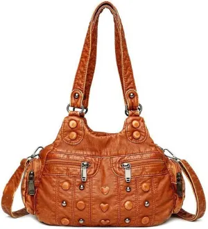 Purses and Handbags Women Tote Shoulder Top Handle Satchel Hobo Bags Fashion Washed Leather Shoulder Bag