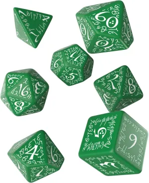 Q-Workshop Elvish Dice Green and White - Set of 7 Dice