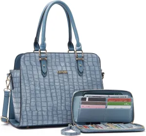 Qiyuer Satchel Purses For Women Top Handle Bag Purse And Wallet Set Work Tote Bags 2pcs