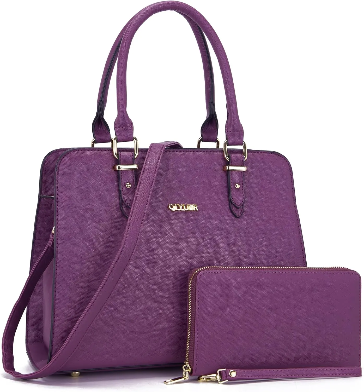 Qiyuer Satchel Purses For Women Top Handle Bag Purse And Wallet Set Work Tote Bags 2pcs