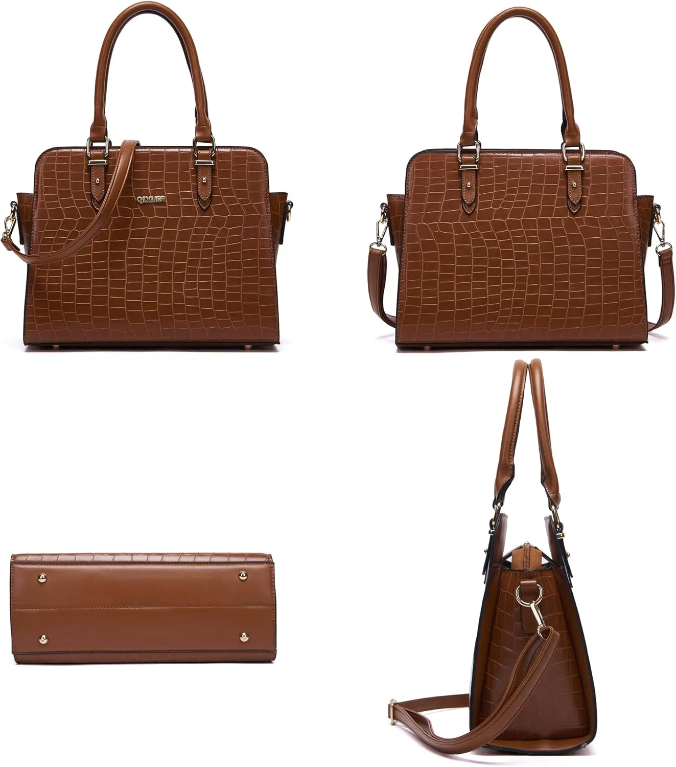 Qiyuer Satchel Purses For Women Top Handle Bag Purse And Wallet Set Work Tote Bags 2pcs