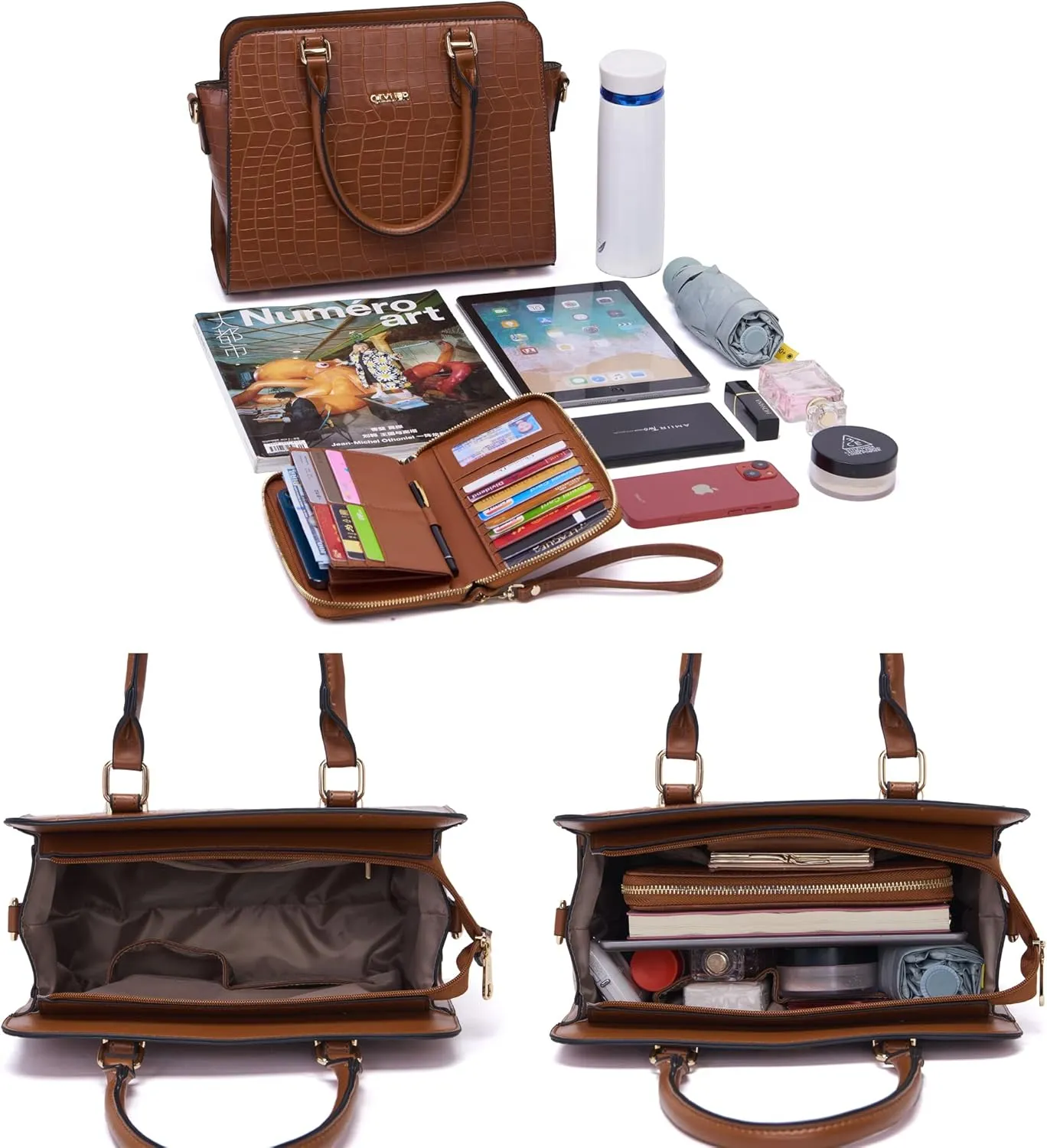 Qiyuer Satchel Purses For Women Top Handle Bag Purse And Wallet Set Work Tote Bags 2pcs