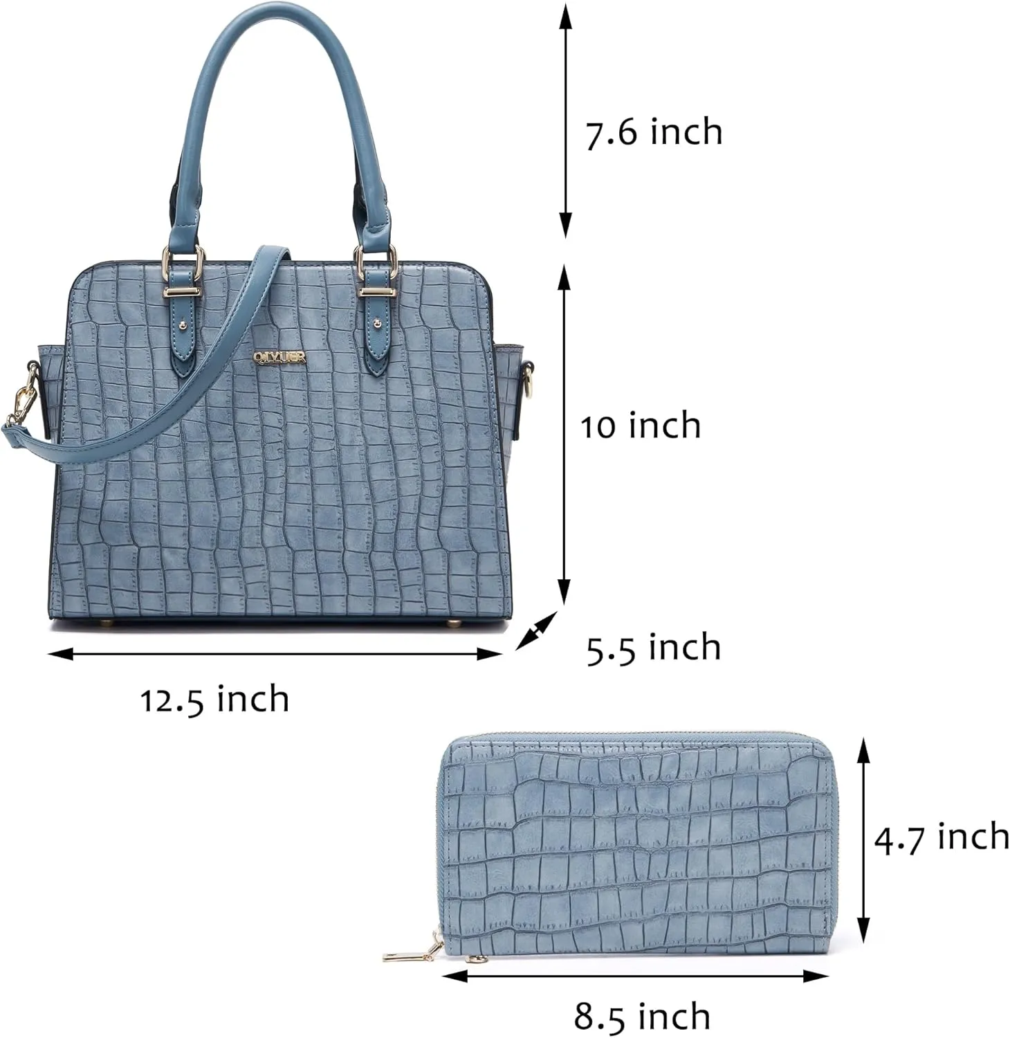 Qiyuer Satchel Purses For Women Top Handle Bag Purse And Wallet Set Work Tote Bags 2pcs