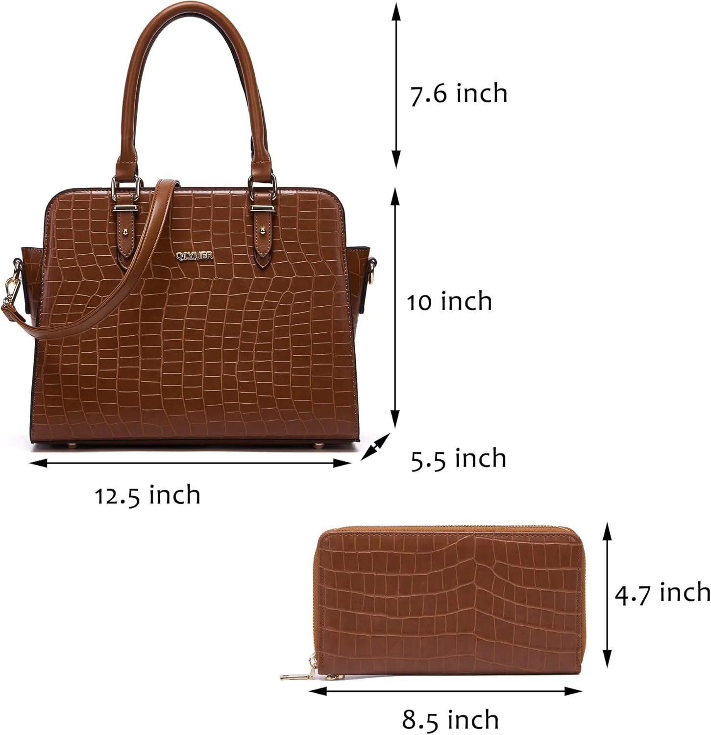 Qiyuer Satchel Purses For Women Top Handle Bag Purse And Wallet Set Work Tote Bags 2pcs