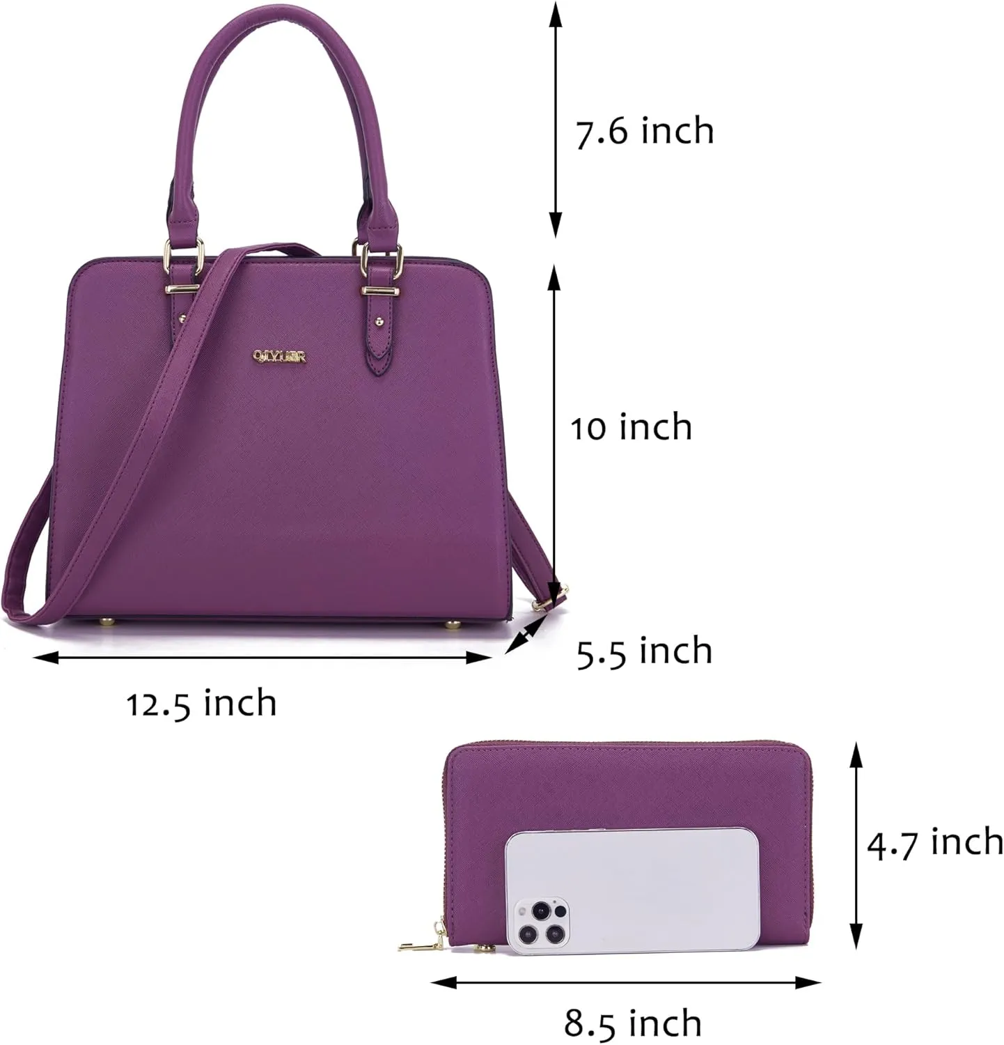 Qiyuer Satchel Purses For Women Top Handle Bag Purse And Wallet Set Work Tote Bags 2pcs
