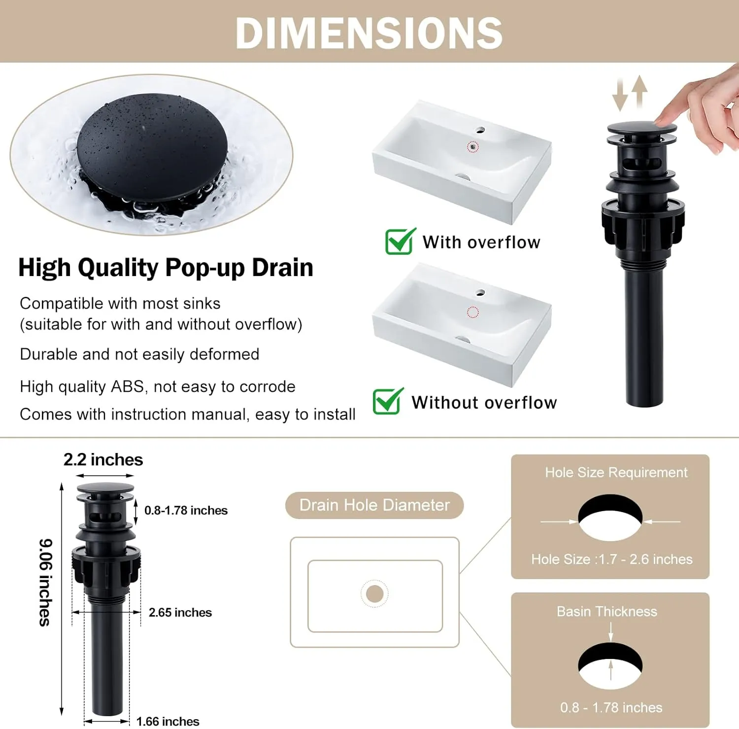 Qomolangma Waterfall Bathroom Faucet, Matte Black Modern Single Handle Bathroom Faucets for 1 or 3 Hole Bathroom Sink Faucet Mixer Tap Washbasin Faucet with Deck, Pop-up Drain and Supply Hoses
