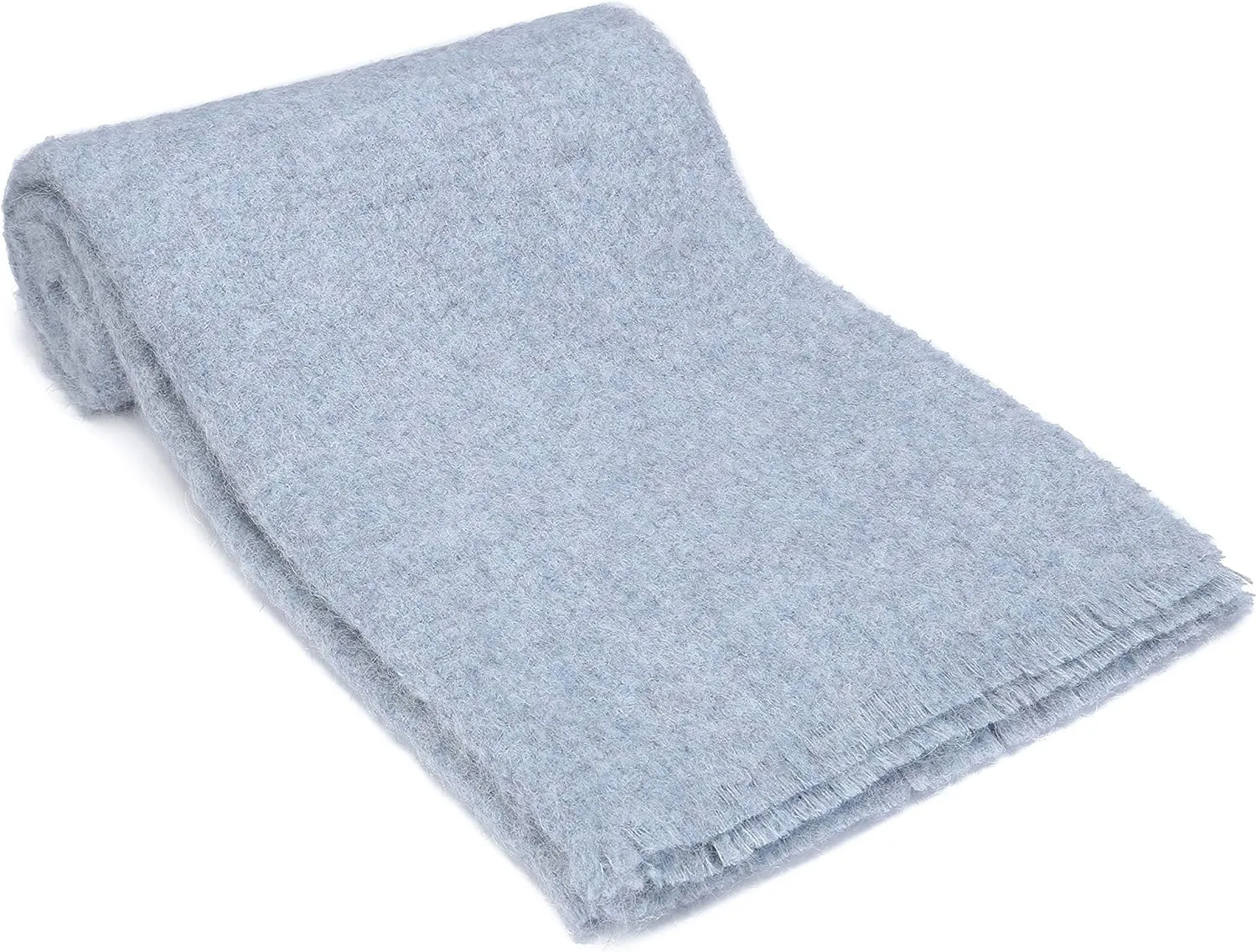 Quechua Heaven - Boucle Alpaca Throw Blanket Brushed Soft Warm Solid Color Design 68" x 53" (Blue Jean)
