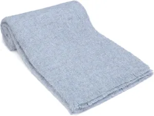 Quechua Heaven - Boucle Alpaca Throw Blanket Brushed Soft Warm Solid Color Design 68" x 53" (Blue Jean)