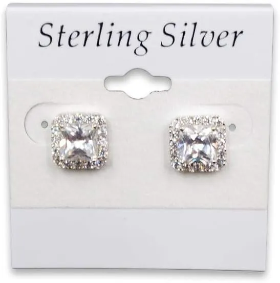 "Sterling Silver" Black Imprint White 1.5" x 2" Earring Cards 100pcs for Retail, Tradeshows, Showcases, Store Display