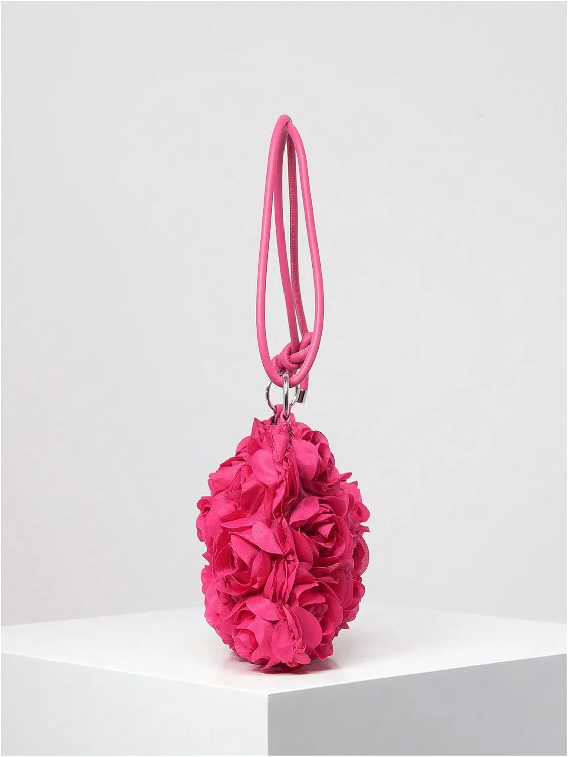 QWINEE Women's 3D Flower Clutch Purse Handbags Top Handle Shoulder Bags with Adjustable Strap