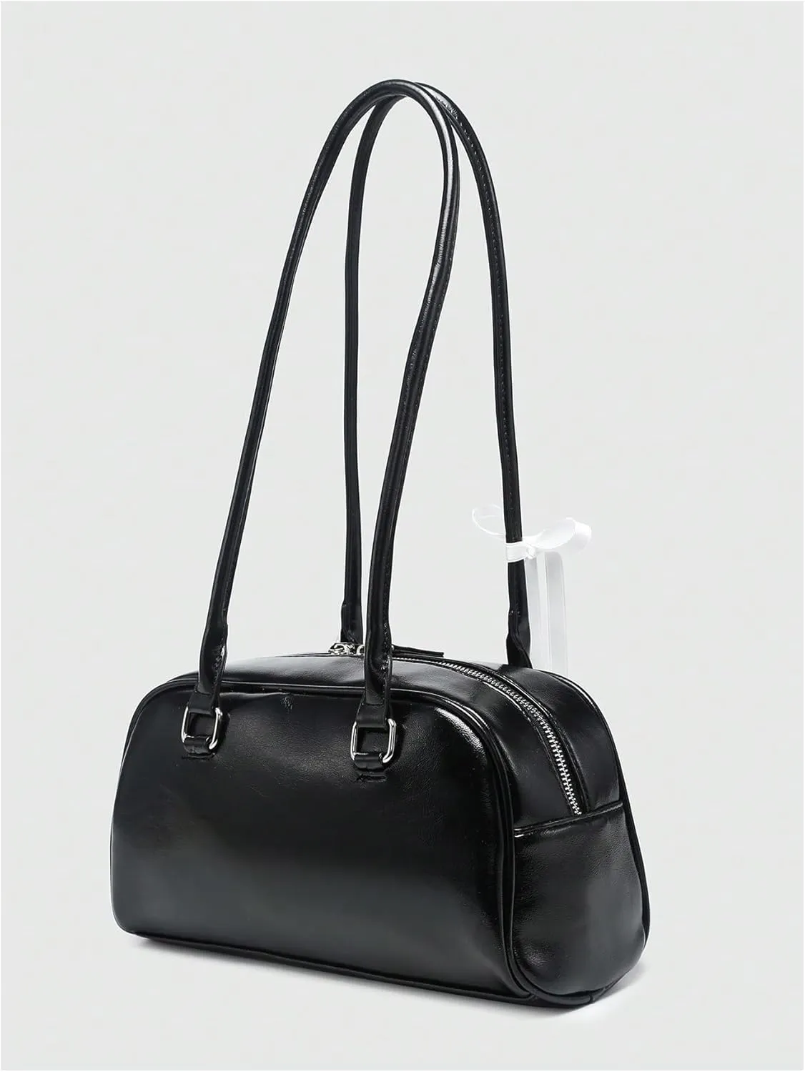 QWINEE Women's Cute Bow Shoulder Bag Zipper Double Handle Small Underarm Purse Y2K Handbags