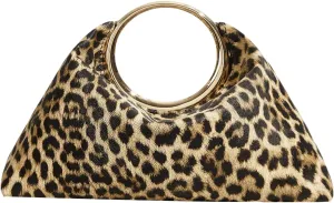 QWINEE Women's Y2k Leopard Print Handbag Trendy Top Handle Clutch Purse Cheetah Print Purses