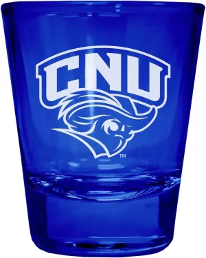 R and R Imports Christopher Newport Captains Engraved Full Color 2 oz Shot Glass Blue Officially Licensed Collegiate Product 4-Pack