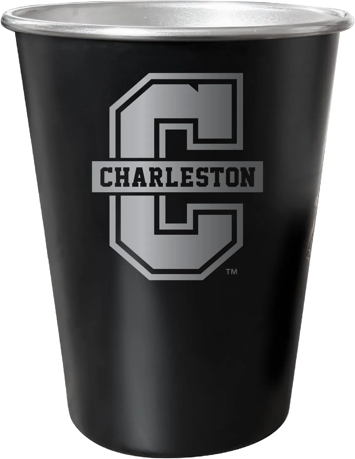 R and R Imports Cougars of Charleston 8 oz Engraved Tin Cup Black Matte Coating with Gift bag Officially Licensed 4-Pack