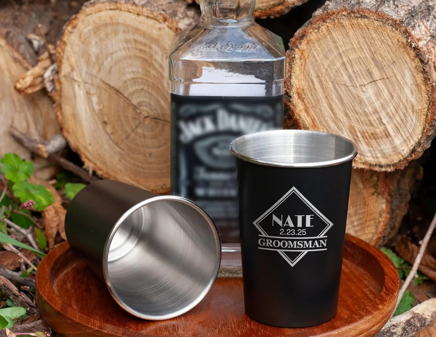 R and R Imports Cougars of Charleston 8 oz Engraved Tin Cup Black Matte Coating with Gift bag Officially Licensed 4-Pack