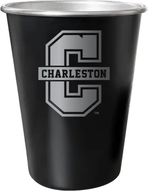 R and R Imports Cougars of Charleston 8 oz Engraved Tin Cup Black Matte Coating with Gift bag Officially Licensed 4-Pack