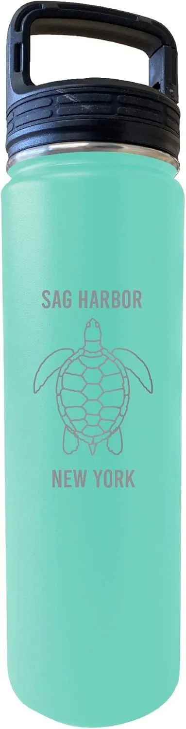 R and R Imports Sag Harbor New York Souvenir 32 Oz Engraved Seafoam Insulated Double Wall Stainless Steel Water Bottle Tumbler