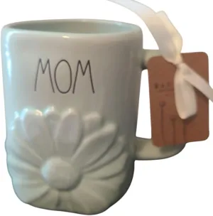 Rae Dunn by Magenta coffee mug (Mom Green with embossed Daisy)
