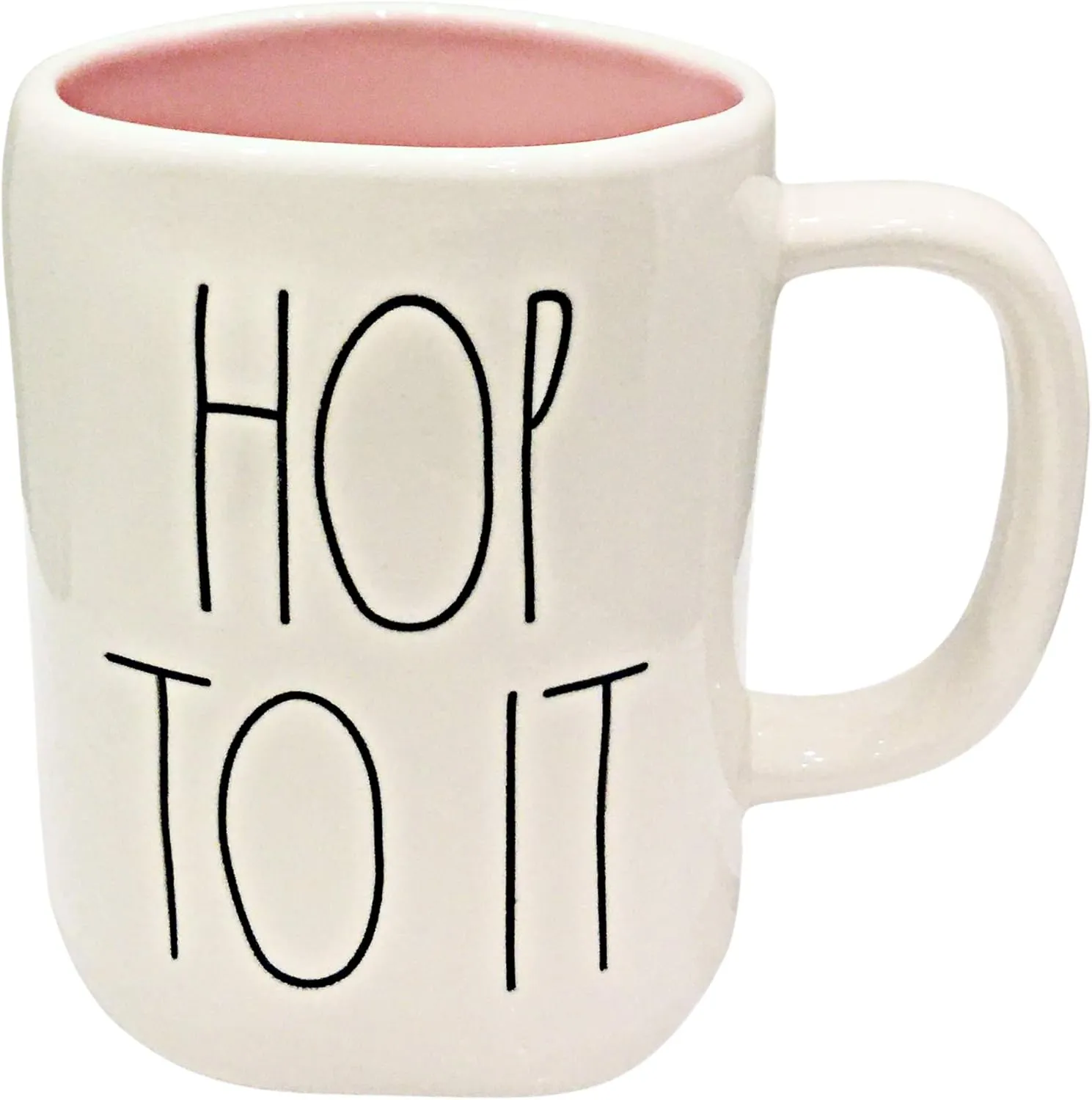 Rae Dunn HOP TO IT Easter Mug - Inside Pink - ceramic - Very rare!