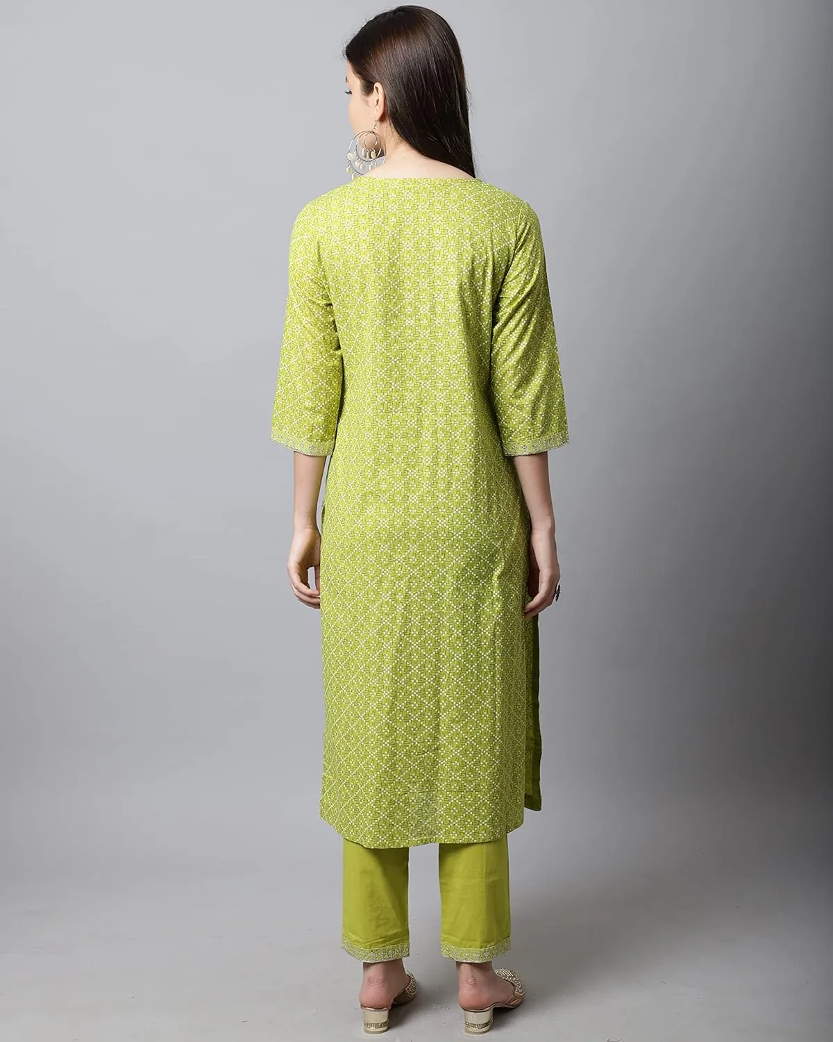 Rajnandini Women's Pure Jaipur Printed Cotton Jaipuri Printed Kurta Set With Dupatta (JOPLVL281-P_Mehndi Green)