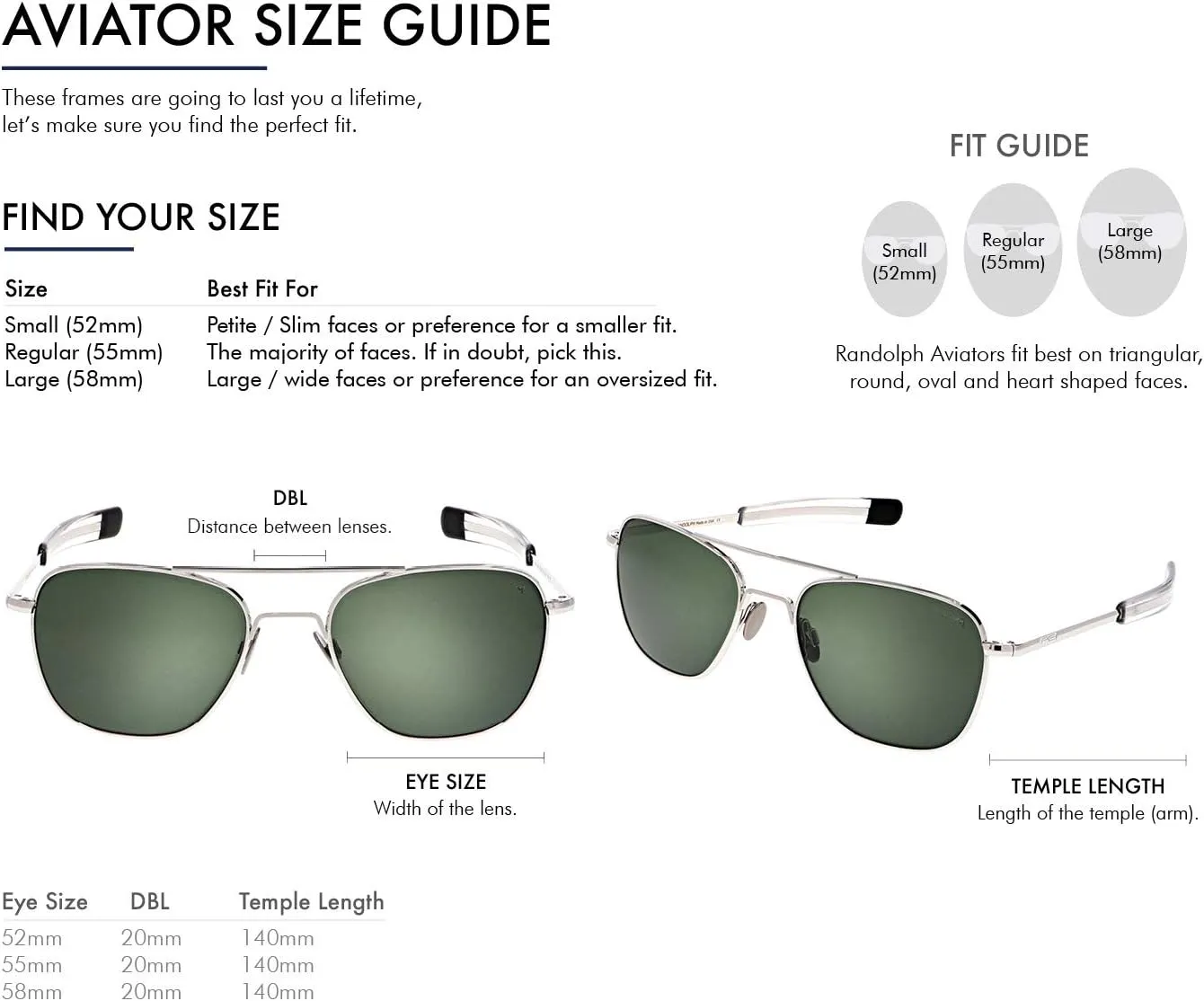 Randolph USA | 23k White Gold Classic Aviator Sunglasses for Men or Women 100% UV