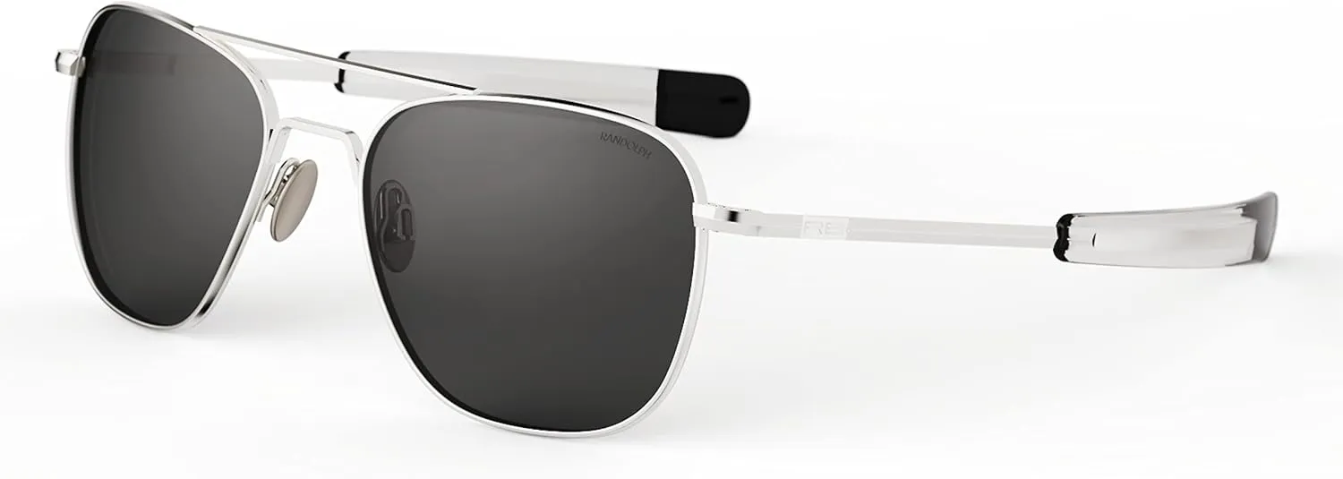 Randolph USA | 23k White Gold Classic Aviator Sunglasses for Men or Women Polarized 100% UV