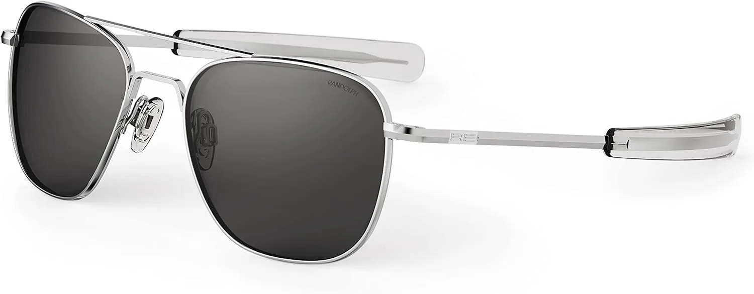 Randolph USA | Bright Chrome Classic Aviator Sunglasses for Men or Women 100% UV